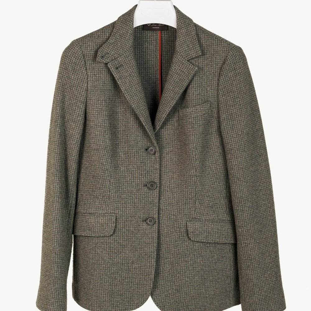 Loro Piana Green Houndstooth Cashmere-Blend Blazer